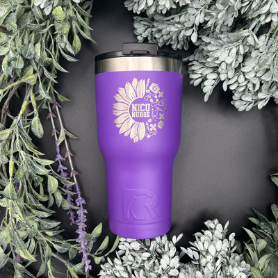 Purple NICU Sunflower engraved tumbler