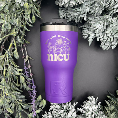 Purple NICU Where Little Things Matter engraved tumbler